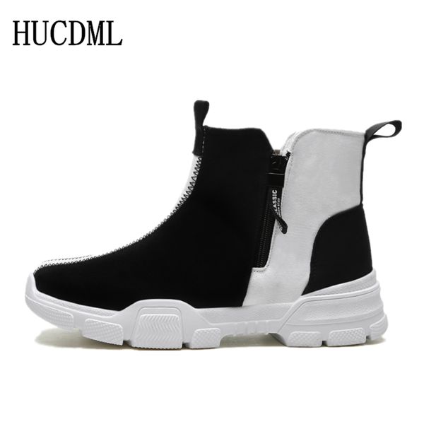 

hucdml 2019 new canvas mens shoes mens sneakers comfortable casual shoes breathable soft high standard size 39-44, Black