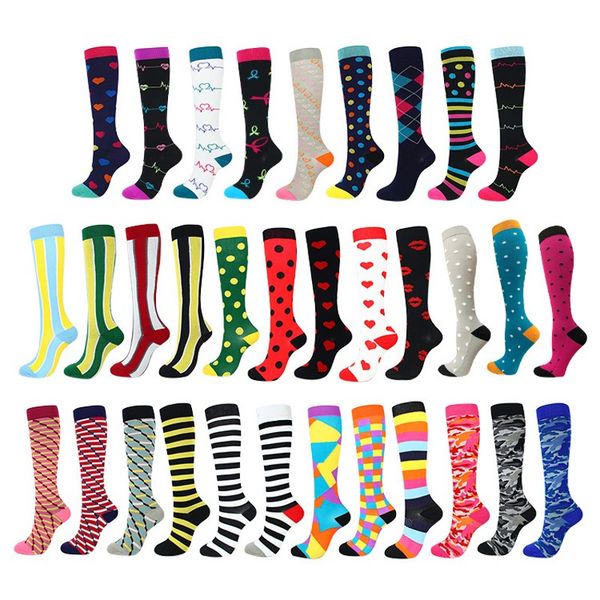 

men women compression socks outdoor sports compression sock for varicose veins leg relief pain knee high stockings, Black