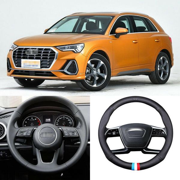 

for audi q3 universal car steering wheel cover matt carbon fiber leather sports