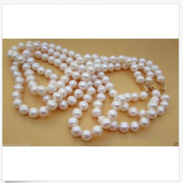 

3pcs beautiful + 7-8mm south sea white pearl necklace 18inch 14k gold clasp, Silver