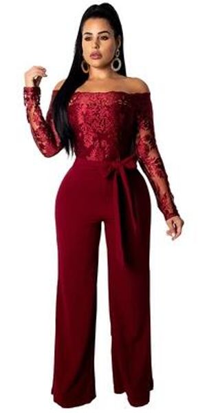 

autumn exotic elegant designer 2020 women lace jumpsuits solid strapless full sleeve lady romper dv374, Black;white