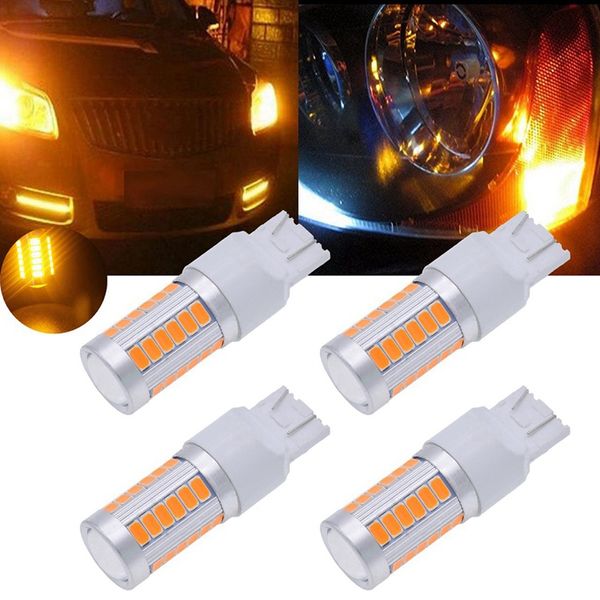 

7443, t20 led bulbs amber yellow 900 lumens super bright turn signals light brake sparking light back up reverse tail