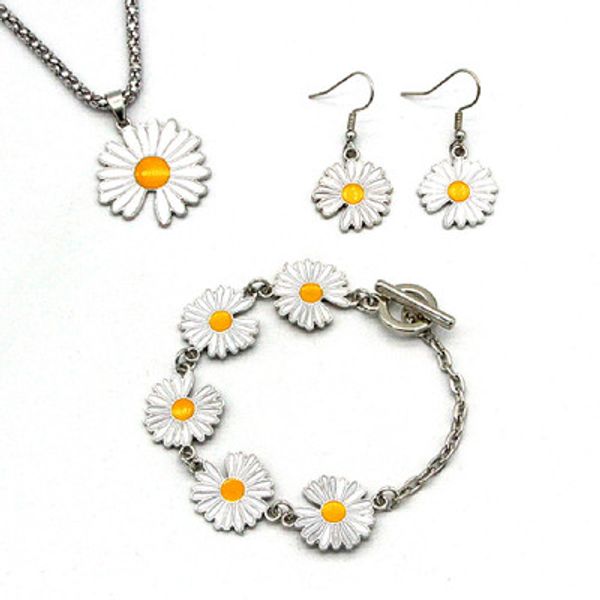 

2020 new est daisy flower necklace set for women wholesale, Silver