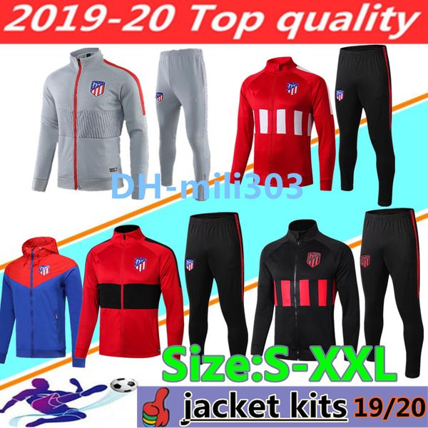 

2019 2020 atletico soccer jacket tracksuit chandal 19 20 atletico training shirt kit full zipper training suit football jacket sportswear, Black