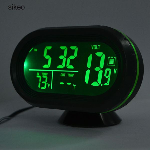 

car thermometer digital clock dc12/24v automobile clock led lighted auto dual temperature gauge voltmeter voltage tester