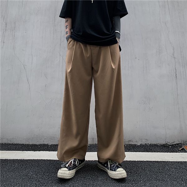 

2020 spring and summer new youth popular ins korean version of solid color loose retro trousers fashion casual straight pants, White;black