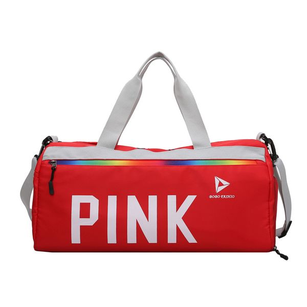 

2020 fashion dry wet separation sport gym bag with pink letter multicolor large capacity handbag for train fitness crossbody bag