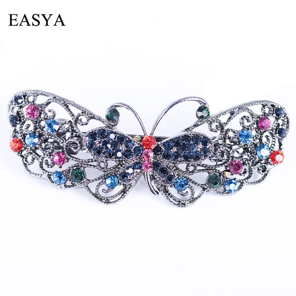 

easya vintage hair accessories barrettes jewelry sparlkling butterfly bowknot hairwear hair clip retro hairwear ornaments, Golden;white