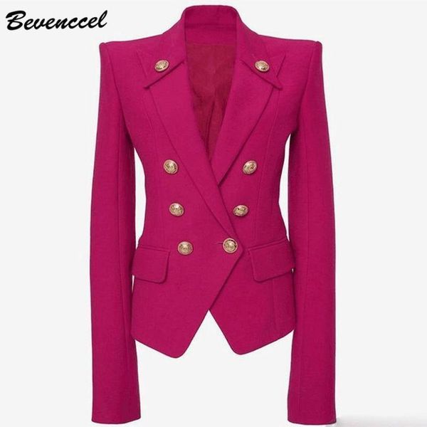 

women's suits & blazers bevenccel 2021 metal buttons women blazer notched slim long sleeve double breasted runway and jacket, White;black