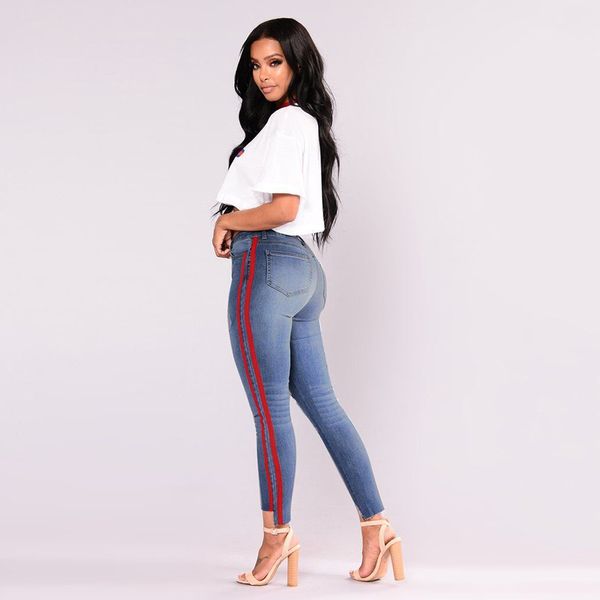 

boyfriend jeans for women jeans woman denim high-waist ripped stretchy hole pencil pants trousers vaqueros mujer jean, Blue