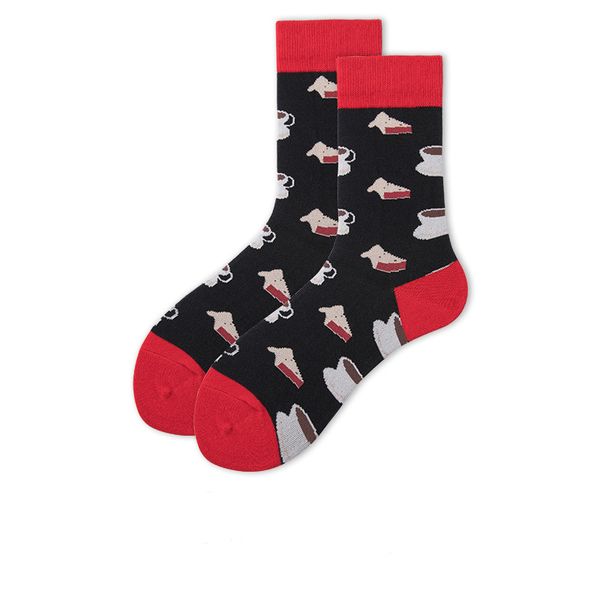 

fashion christmas stocking cartoon coffee sandwich sports korean street style cotton stocking, Black;white