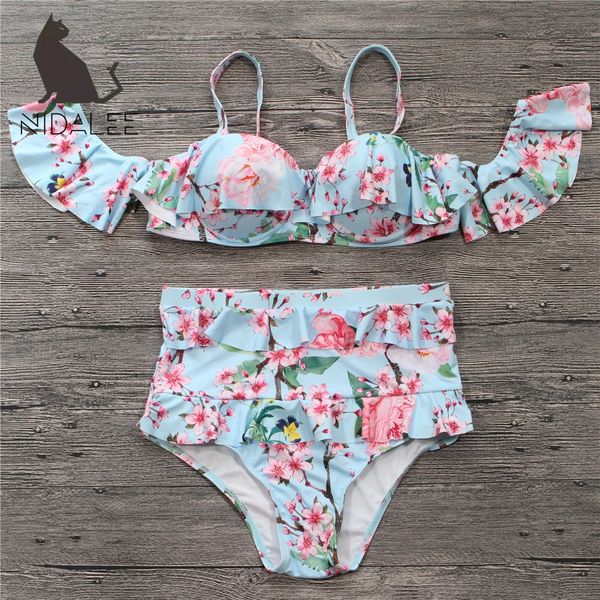 

18 years small clear conservative split high tray bikini waist steel tray lotus leaf bikini swimsuit, White;black