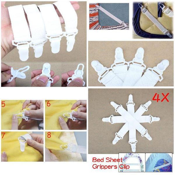 

new sale 4 pcs bed sheet fasteners clip elastic suspenders grippers holder
