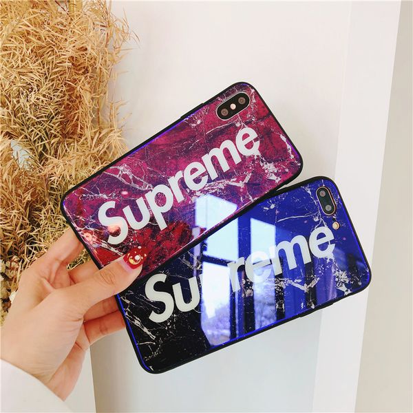 

Luxury Cell Phone Case Fashion Sup Case Tempered Glass Back Protection Cases For iPhone X 8 7 Plus 6 Plus