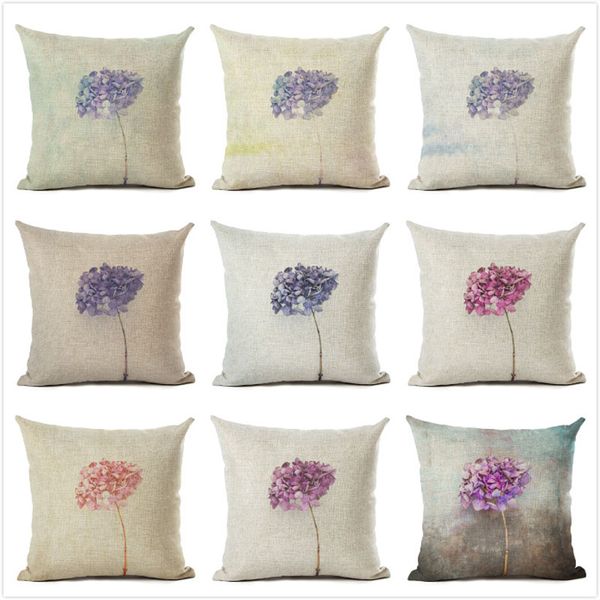 

cushion cover decorative pillows simple flower hyacinth pillow office home cushion linen printing 45x45cm cushions home decor pillow case
