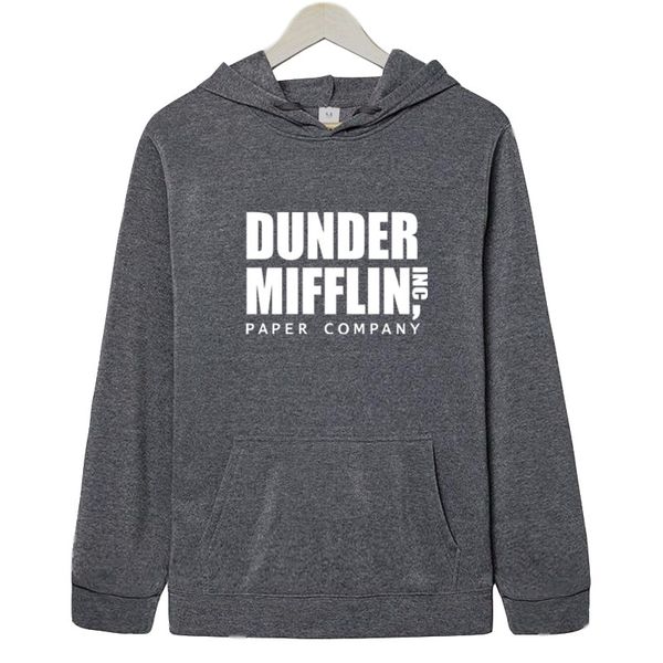 

dunder mifflin paper inc hoodies the office printing sportswear sweatshirt mens warm hoodie coat casual fashion pullovers, Black