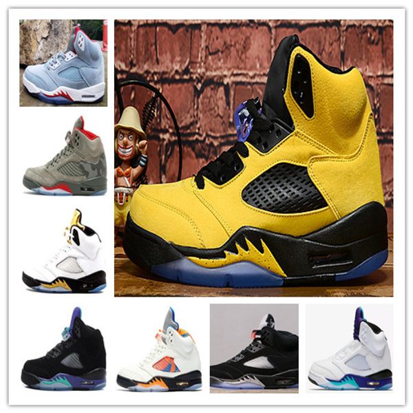 

5 5s mens basketball shoes olympic gold international flight ice blue grape camo black metallic black grape