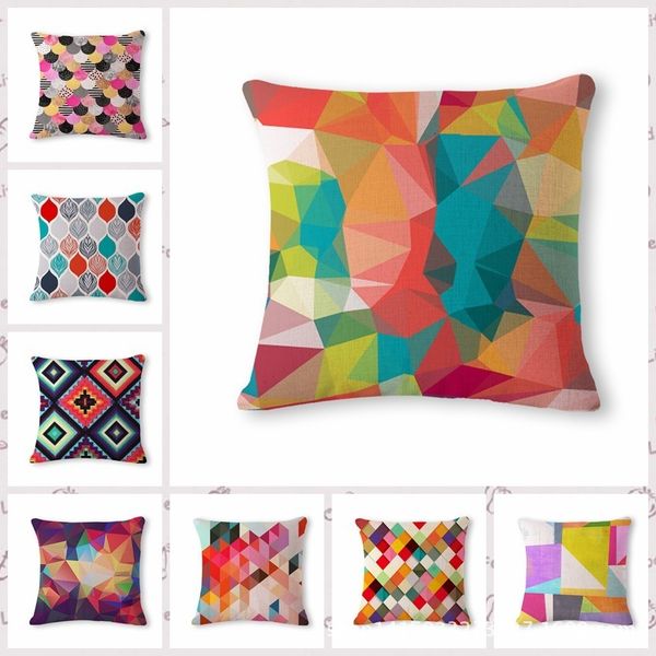 

beautiful geometry pattern cotton flax pillow back cushion cushion can customized