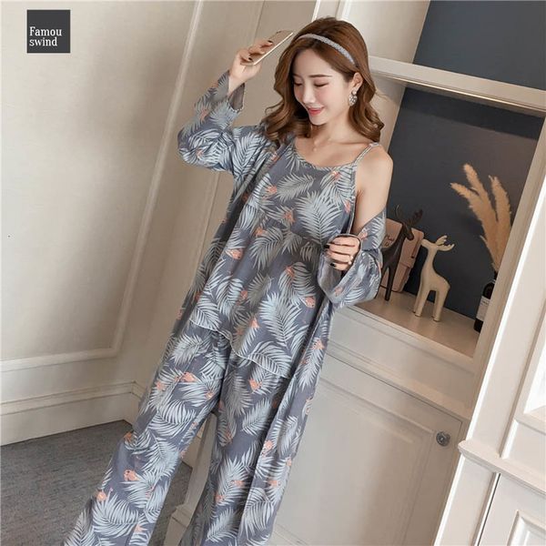 

одеяния хлопок для пижамы женщины новой осени зима мода с длинным рукавом femme цветочный печати халат главной комплекты одежды, Black;red