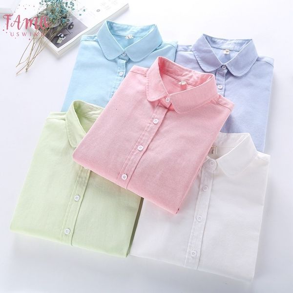 

women blouse 2020 new casual brand long sleeve oxford white blue shirt woman office long sleeve wear shirts blusas ladies