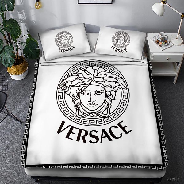 

branded letter print cotton home bedding set designer 1*bed sheets fashion cotton cover 2*pillow cases classic soft 1*duvet cove