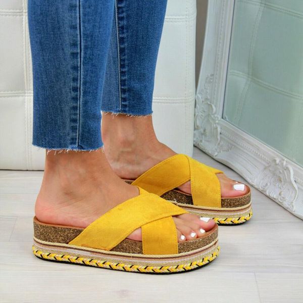 

dropshipping 2020 platform women summer slippers flops female casual mid-heel soft bottom comfortable beach shoes indoor plus, Black