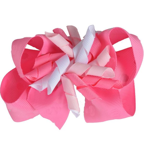 

girl korker hair bows clips boutique layered curlies ribbon corker bows m2mg princess accessories headwear p prop 100pcs pd016, Slivery;white
