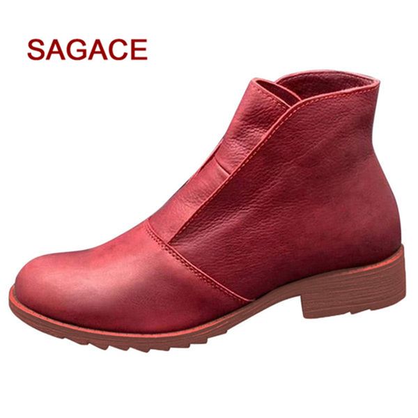 

female 2019 ankle boots pu classic leisure round toe square heels boot shoes solid coturno feminino buty damskie, Black