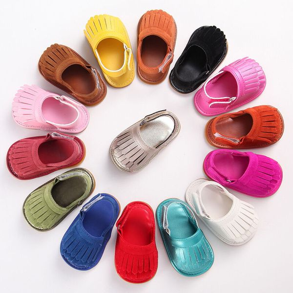 

new summer lovely causal brand shoes sandal shoes 9 style solid tassel hook candy color solid outfit 0-18m baby girl, Black;red