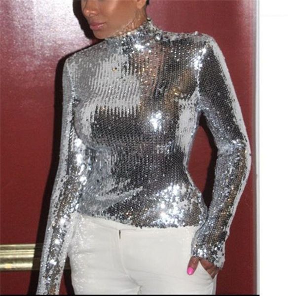

womens sequins designer tshirts fashion casual streetwear clothing solid color women pub long sleeve, White