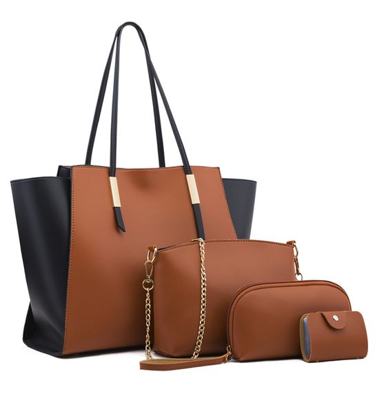 

new 4pcs/set ladies handbags female pu leather shoulder messenger bags women composite bags tote bag bolsa feminina