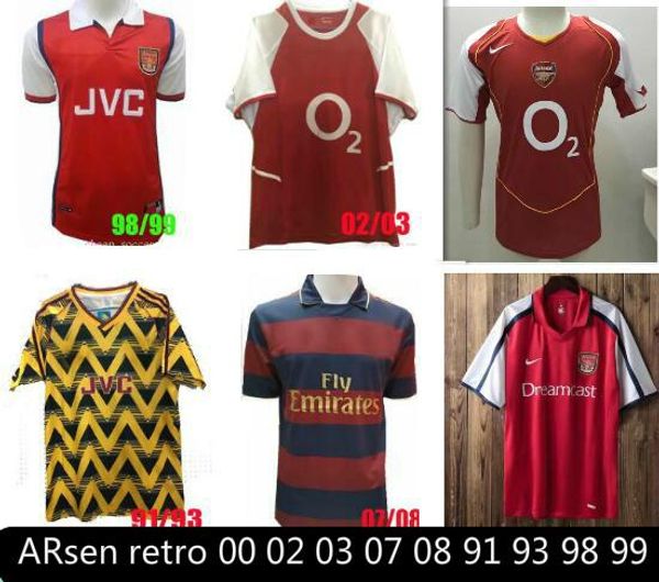 

2000 2002 henry retro soccer jerseys 91 93 pires football shirt 98 99 bergkamp jersey 00 02 07 08 reyes maillot de foot, Black;yellow