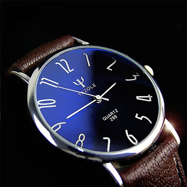 

yazole couple watches for lovers quartz watch men fashion womens wristwatches ladies pu leather blue ray relogio reloj, Slivery;brown