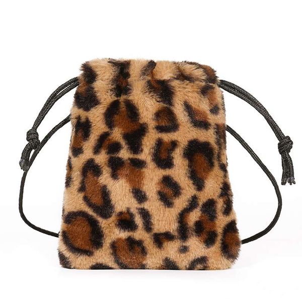 

new fashion ladies leopard drawstring bag personality diagonal bag ladies unique candy package