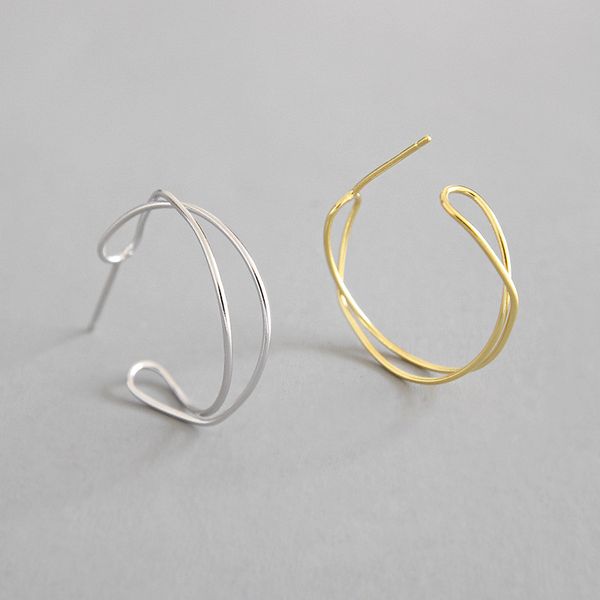 

new white gold/18k gold color fashion simple weave twisted stud earrings for women students irregular geometric earring, Black