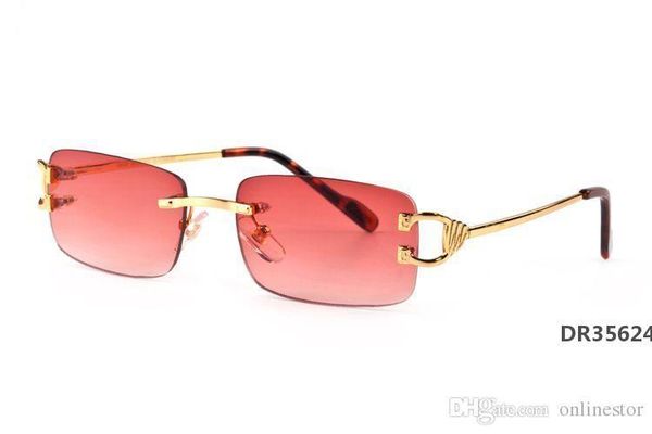

red sport sunglasses for men 2020 buffalo horn glasses men women rimless sun glasses silver gold metal frame eyewear lunettesdr35624, White;black