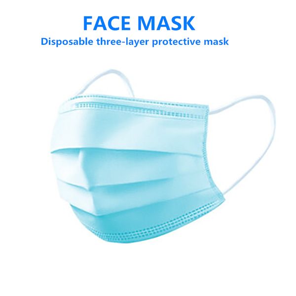 

синие одноразовые лица маски с elastic ear loop 3 слойных дышащей и удобной для блокировки пыли воздуха загрязнение защиты пакета