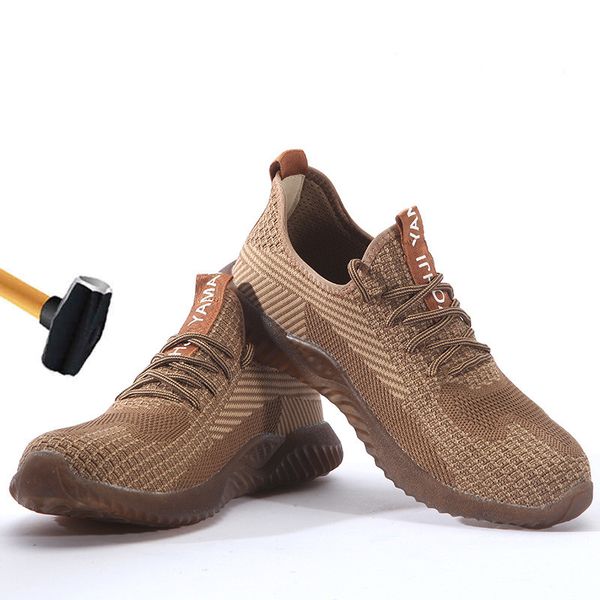 

men work & safety shoes steel toe caps anti-smashing anti-puncture construction work boots non-slip breathable security shoes, Black