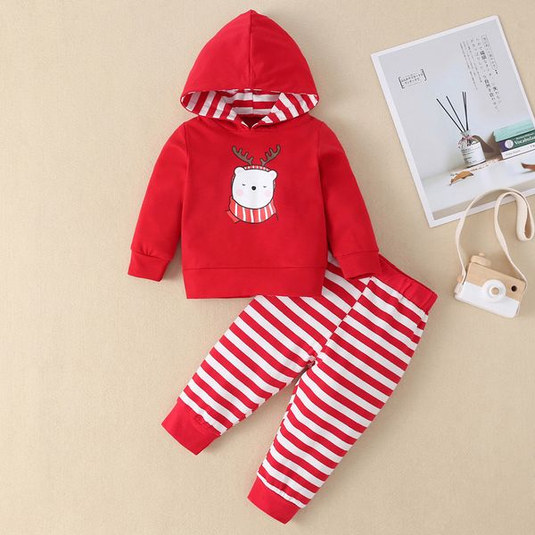 

infant clothing 2019 autumn toddler baby girls christmas xmas print hooded sweatshirt pants outfit set newborn baby girl clothes, White