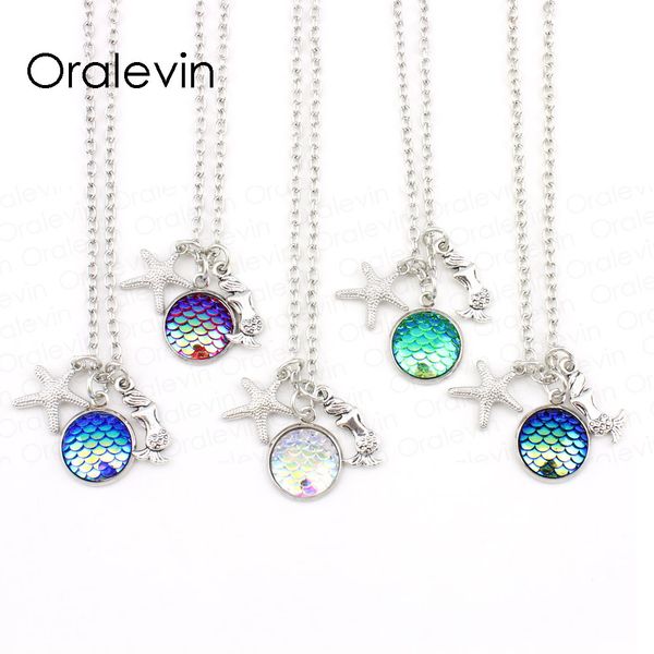 

mermaid scales fish scale necklace iridescent shimmery mermaid jewelry (5 colors available )20pcs/lot #ln1320, Silver