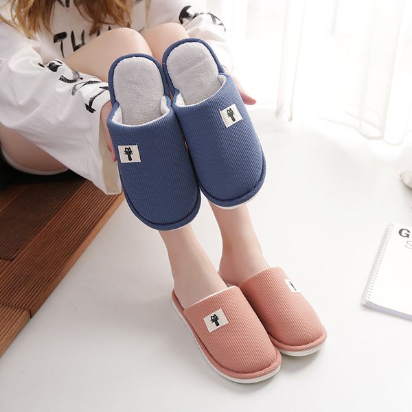 

2019 new couples cotton slippers in autumn and winter, Black