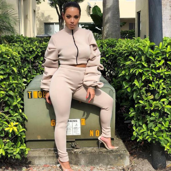 

2019 leisure sports suit women's two piece set, Gray