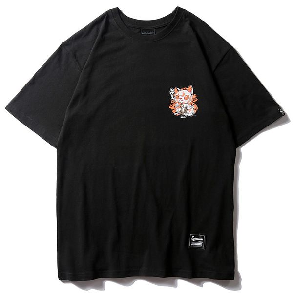 

aolamegs t shirt men the cute cat print men's tee shirts short sleeve t shirt casual fashion high street tees hip hop streetwear t01, White;black