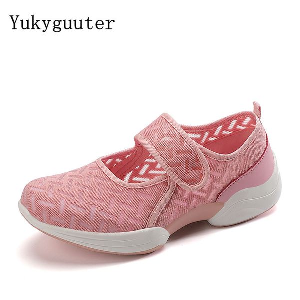 

woman walking shoes outdoor summer breathable hook & loop sports lightweight athletic mesh sneakers platform plus size 35-42