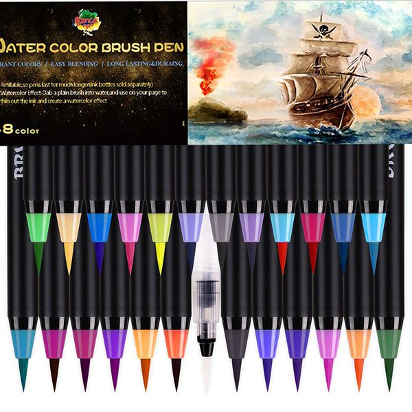 

48 colors art marker watercolor brush pens school supplies stationery drawing coloring watercolor manga marker