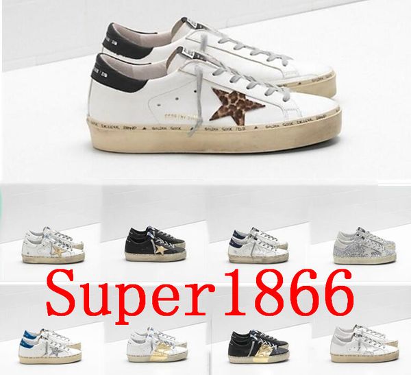 

italy brands golden old style db designer fashion sneakers luxury genuine leather mens womens casual shoes hi star shoes size 35-45, Black