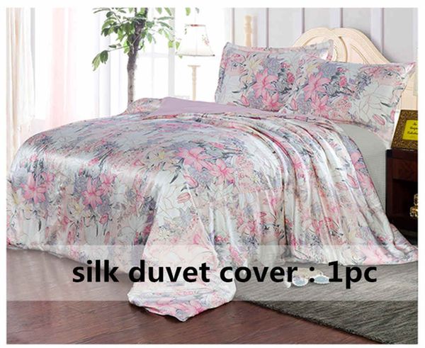 

silk duvet cover 1pc 100% mulberry silk printed floral multicolor twin full queen king cal.king other size ls170902