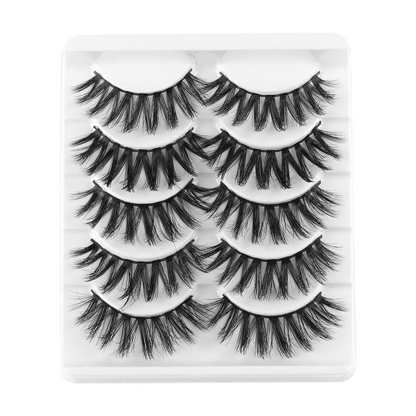 

5 pairs 3d soft mink hair false eyelashes thick cross wispies eyelashes for extension handmade long fluffy eye makeup cruelty