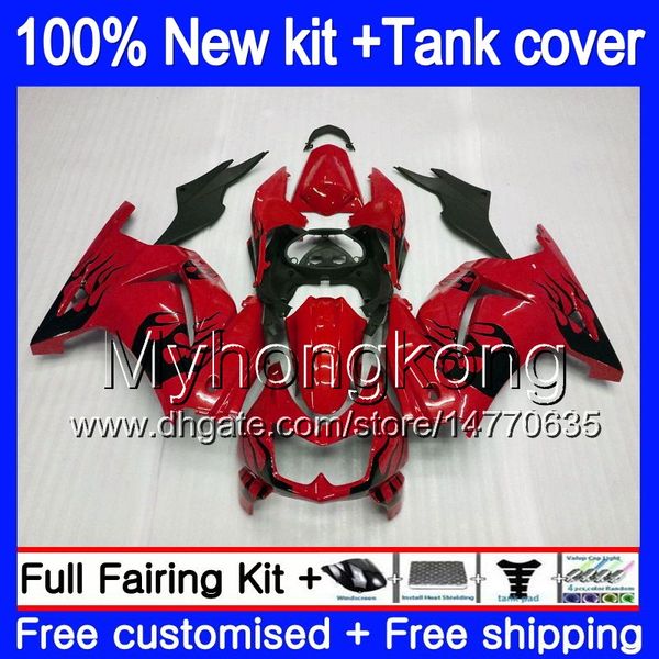 

+tank for kawasaki ex-250 zx250r 2008 2009 2010 2011 2012 201my.44 ex250 zx 250r ex 250 zx-250r ex250r 08 09 10 11 12 fairing red blk flames