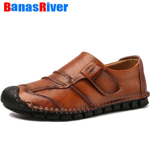 

leather men casual shoes loafers moccasins breathable driving zapatos casuales hombres sneakers outdoors tourism, Black